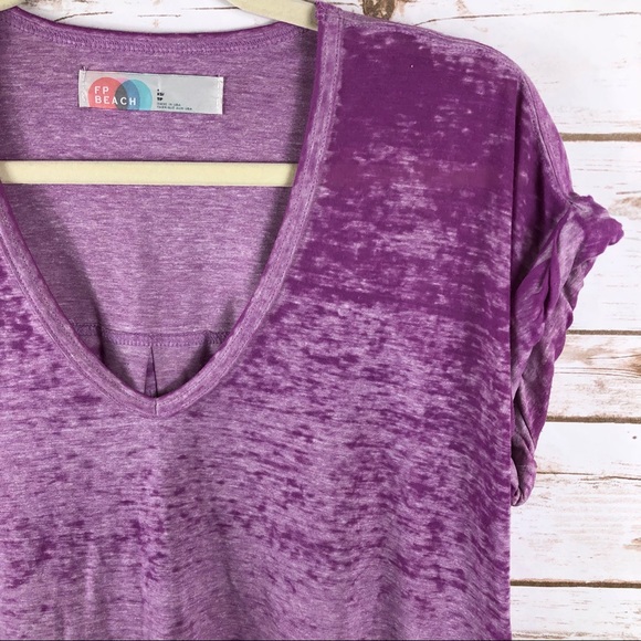 Free People Beach pink oversized rolled sleeve top - Picture 3 of 8